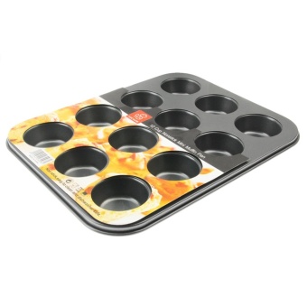 WINS ถาดอบมินิมัฟฟินเคลือบเทฟล่อน 12 ชิ้น ขนาด 26 x 20.5ซม. - Black