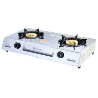 Lucky Flame เตาแก๊ส รุ่น AT-112 แบบ 2 หัวเตาทองเหลือง โครงสร้างสเตนเลสด้านบน ชนิดตั้งบนเคาท์เตอร์
