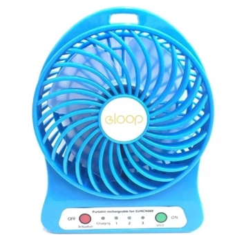 eloop Mini fan พัดลมพกพาขนาดเล็ก ชาร์จสายUSB ใส่ถ่าน ลมแรง (สีฟ้า)