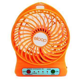 eloop Mini fan พัดลมพกพาขนาดเล็ก ชาร์จสายUSB ใส่ถ่าน ลมแรง (สีส้ม)