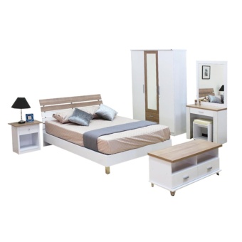 ADDHOME ชุดห้องนอน ขนาด 6 ฟุต(Set 5 ชิ้น) รุ่น London-6S5 (สีขาว-คาปูชิโน่)