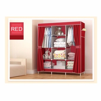 ETC Wardrobe ตู้เสื้อผ้า 3 บล็อค พร้อมชั้นวางของ 4 ชั้น(สีแดง) - ไซส์ใหญ่