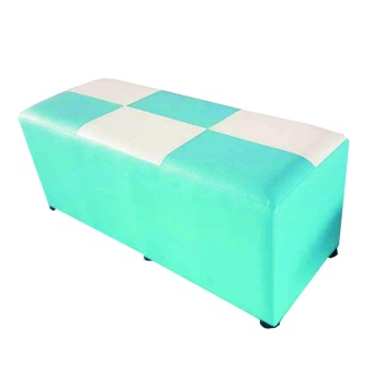 Grace Shop เก้าอี้ ทรงสตูล เบาะสี่เหลี่ยม ยาว 100 ซม. รุ่น Stool 1 (สีฟ้า/ขาว)