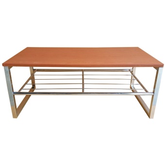 Inter Steel โต๊ะกลางโซฟา รุ่น Tsofa53x90 โครงชุบโครเมี่ยม/ท็อปลายเชอร์รี่