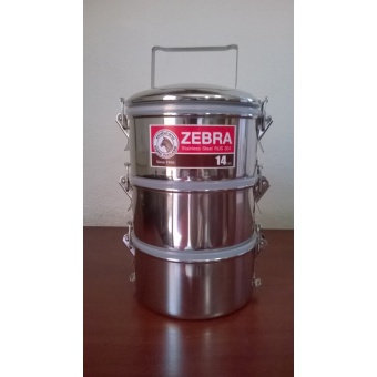 Zebra ปิ่นโต 3 ชั้น Smart Lock พร้อมฝาพลาสติกกันรั่ว