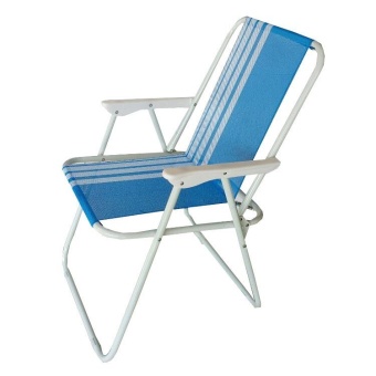 KK_Shop เตียงผ้าใบปิคนิคชายหาด รุ่น เก้าอี้ชายหาด03 ผ้าลายเส้น ( สีขาว/ฟ้า )