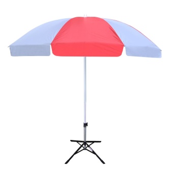 LEO ร่มสนาม 36”x8 ก้าน ผ้ายูวีพื้นสลับ2สี/ขาตั้งพับ 4 แฉก (สีแดง/ขาว)