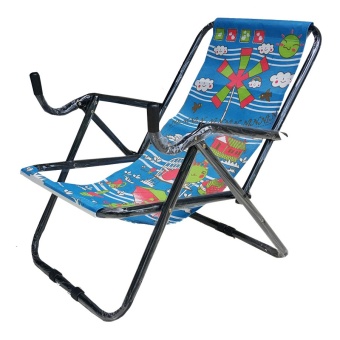 KK_Shop เตียงผ้าใบปิคนิคชายหาด รุ่น เก้าอี้ชายหาด 01 โครงเหล็ก - (สีดำ/น้ำเงิน)
