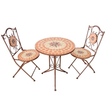 U-RO DECOR ชุดโต๊ะสนามโมเสค รุ่น FLINTSTONE (โต๊ะ 1 + เก้าอี้ 2)
