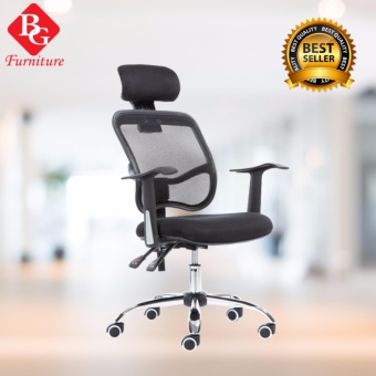 BG Furniture เก้าอี้สำนักงาน เก้าอี้ออฟฟิศ เก้าอี้นั่งทำงาน โฮมออฟฟิศ เก้าอี้ผู้บริหาร ระบายอากาศอย่างดี (Black) - รุ่น C