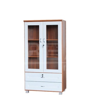RF Furniture ตู้เอนกประสงค์ ทั้งเก็บเอกสาร และ โชว์ของรุ่น FL0802 ( สีสักคลาสสิค/ขาว )