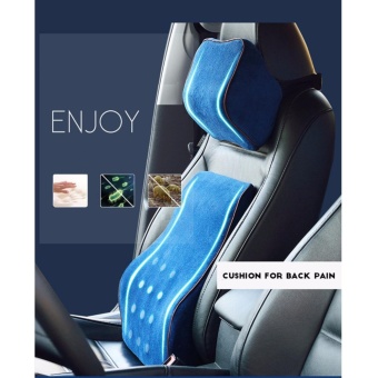 ROSEKEYS เบาะรองหลัง หมอนรองคอ เบาะรองนั่ง ผลิตภัณฑ์เพื่อสุขภาพ อุปกรณ์ภายในรถยนต์ ออฟฟิต ( 1 Set สีน้ำเงิน )