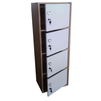 KMP Furniture ตู้ล็อคเกอร์ ตู้เอนกประสงค์ ชั้นวางของ 4 ชั้น รุ่น Box 4 พร้อมบานเปิดปิด(สีลายไม้ลอฟโอ๊ด/หน้าบานขาว)