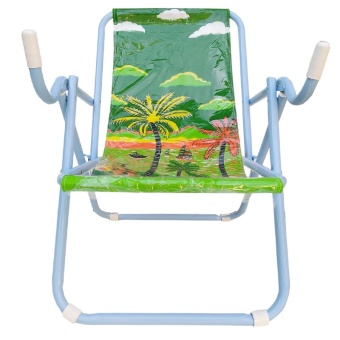 KK_Shop เตียงผ้าใบปิคนิคชายหาด รุ่น เก้าอี้ชายหาด02 โครงเหล็ก ( สีฟ้า/ผ้าใบสีเขียว )