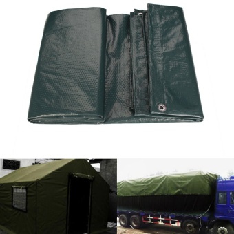 2 PCS Waterproof Tarpaulin Ground Sheet Camping Cover Lightweight Dark Green 2.4m x 3 m - intl
