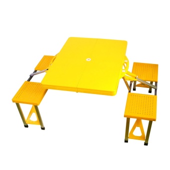 NEW IDEA โต๊ะกระเป๋าพร้อมเก้าอี้พับเก็บ วัสดุ ABS รุ่น TableSet ABS YW (สีเหลือง)