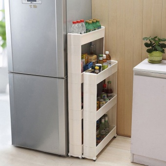 Lucky Moving Kitchen Storage Shelf Wall Cabinets White 4 Layers(Intl) - intl