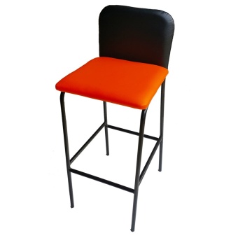 Inter Steel เก้าอี้บาร์สูง มีพนักพิง รุ่น CB-LH (โครงขาสีดำ/เบาะสีดำ/ส้ม)