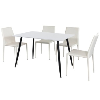 U-RO DÉCOR ชุดโต๊ะรับประทานอาหาร MARCO สีขาว + เก้าอี้รับประทานอาหาร รุ่น DOMINO (สีขาว)-โต๊ะ 1+เก้าอี้ 4 ตัว