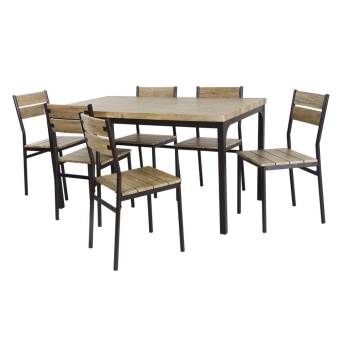 U-RO DÉCOR ชุดโต๊ะรับประทานอาหาร รุ่น SALON (ซาลอน)โต๊ะ 1+เก้าอี้ 6 สีโอ้ค/ขาสีน้ำตาล