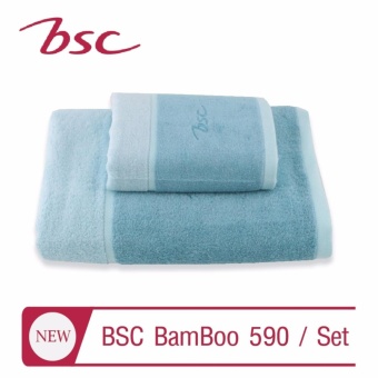 ชุดผ้าขนหนู Bamboo by BSC ซื้อผ้าขนหนูเช็ดตัว ขนาด 70x135 cm.แถม ผ้าเช็ดผม ขนาด 38x76 cm (สีฟ้า)