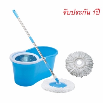 ชุดไม้ถูพื้นถังปั่น มีผ้า Microfibe ถูพื้น 2 ชิ้น GM02 BLUE3