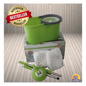Cleanmate24 ชุดถังปั่นไม้ม็อบถังปั่นพลาสติก 2 ระบบ รุ่น M8 - สีเขียว