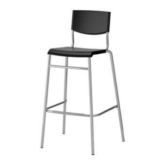 STIG เก้าอี้บาร์มีพนัก Bar stool with backrest สูง 74 cm (ดำ-เงิน)