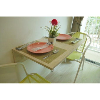 LDK by Fullhouse+ โต๊ะพับได้ ยึดผนัง เอนกประสงค์ โต๊ะทำงาน โต๊ะทานข้าว ประหยัดพื้นที่ สีงาช้าง ขนาดw.60x50