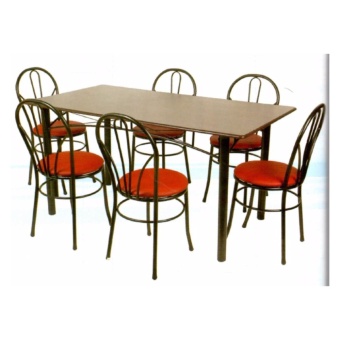 Asia ชุดโต๊ะอาหาร 5 ฟุต + เก้าอี้เบาะหนัง 6 ตัว รุ่นบองก้า