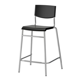 STIG เก้าอี้บาร์มีพนัก Bar stool with backrest สูง 63 cm (ดำ-เงิน)