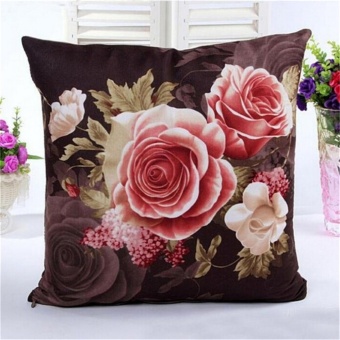 Vintage Art Flower Cotton Linen Throw Pillow Case Cushion Cover Sofa Home Decor Coffee - intl