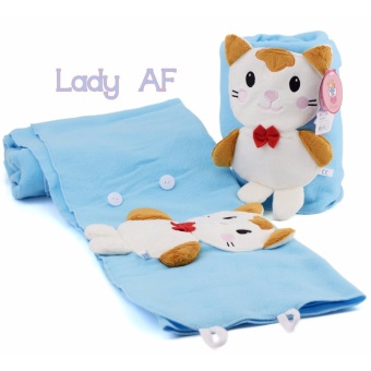 Big Gift ผ้าห่มลายการ์ตูน ผ้า Polar Fleece 3ฟุต ขนาด 100x170 cm.ลายแมวน่ารัก