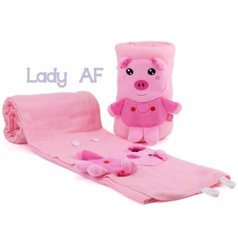 Big Gift ผ้าห่มลายการ์ตูน ผ้า Polar Fleece 3ฟุต ขนาด 100x170 cm.ลายหมูน่ารัก