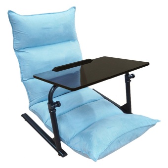 Mylazydesk ของขวัญให้แฟน โต๊ะพับญี่ปุ่น + เก้าอี้ญี่ปุ่น แพคคู่ J01(ลายไม้เข้ม) + H02 (ฟ้า)