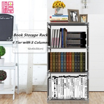 Yifun DIY Book Storage Rack 4 Tier with 3 Columns