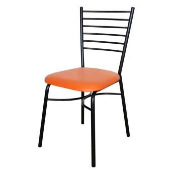 Inter Steel เก้าอี้เหล็ก มีพนักพิง รุ่น CH333# โครงเหล็กสีดำ - เบาะสีส้ม