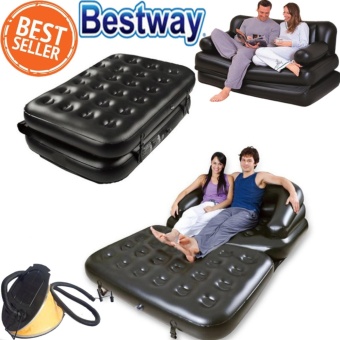Inflatable โซฟาเตียงนอน 5 In1 Multi-Functional Sofas Beds With Pedal Inflatable Pump(สีดำ)