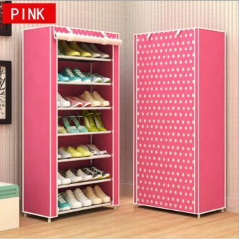 Shoes Rack ชั้นวางรองเท้า ตู้เก็บรองเท้า ตู้ใส่รองเท้า 7 ชั้น จำนวน 21 คู่ (สีชมพู/Pink)