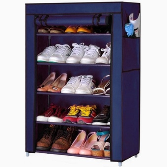 Shoe Rack ชั้นวางรองเท้า 5 ชั้น + ผ้าคลุม (สีกรม)
