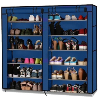 HOUSE BRAND ชั้นวางรองเท้า 2 บล็อค 6 ชั้น + พร้อมผ้าคลุม ( สีน้ำเงิน )