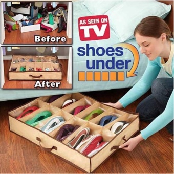Hayashi-12 Pairs ShoesUnder ที่จัดเก็บรองเท้าประหยัดเนื้อที่ขนาด 12 คู่