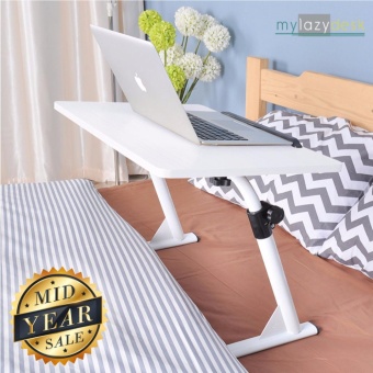 Mylazydesk ที่วางโน๊ตบุ๊ค โต๊ะญี่ปุ่นพับได้ โต๊ะหนังสือ ยืดหดได้ J01 40 x 60 x 39-60 cm. (สีขาว)