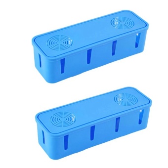 Triple3Shop กล่องเก็บสายไฟขนาด 27x9x8 cm - สีฟ้า (2ชิ้น)