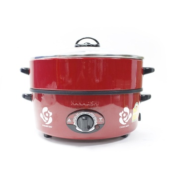 Hanabishi กระทะไฟฟ้า รุ่น HTP-360S ลายกุหลาบ ฝาแก้ว