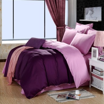 Sweet Kip ชุดผ้าปูที่นอน 6 ฟุต พร้อมผ้านวม 5 ชิ้น ลายสีพื้นม่วงเปลี่อกมังคุด