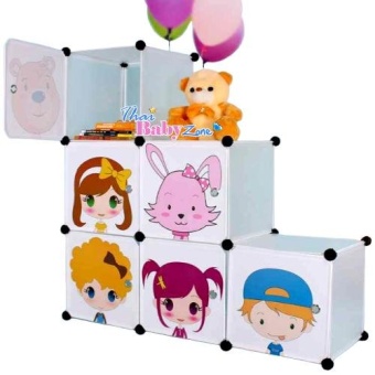 ThaiBabyZone ชั้นวางหนังสือ ลายการ์ตูน DIY 6ช่อง (สีขาว)
