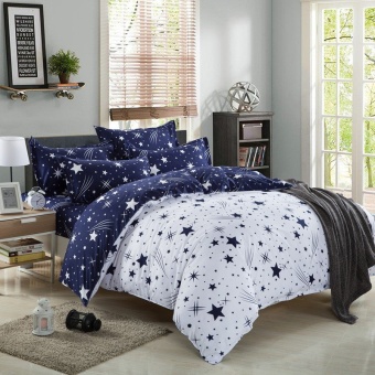 Lily ผ้าปูที่นอน 6 ฟุต 5 ชิ้น + ผ้านวม เกรด A รุ่น PP005 - สีน้ำเงิน
