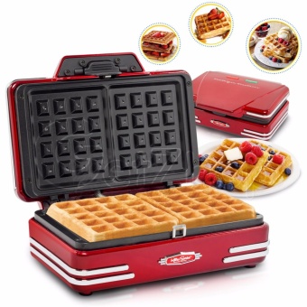 GetZhop เครื่องทำวาฟเฟิล ทรงสี่เหลี่ยม Nostalgia Waffle Maker 2 ชิ้น รุ่น NT005 - (Red)