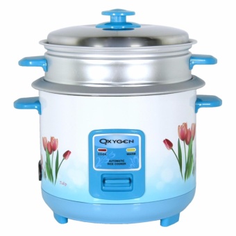 OXYGEN หม้อหุงข้าวไฟฟ้า พร้อมซึ่งนึ่ง 1 ลิตร รุ่น RC-114 (สีฟ้า)